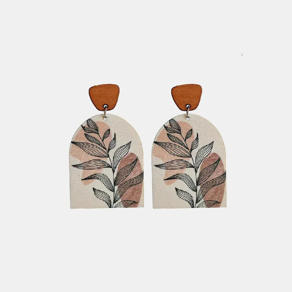 Geometrical Shape Wooden Drop Earrings by Trendsi
