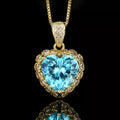 Heart-Shaped Aquamarine Pendant Necklace by Trendsi