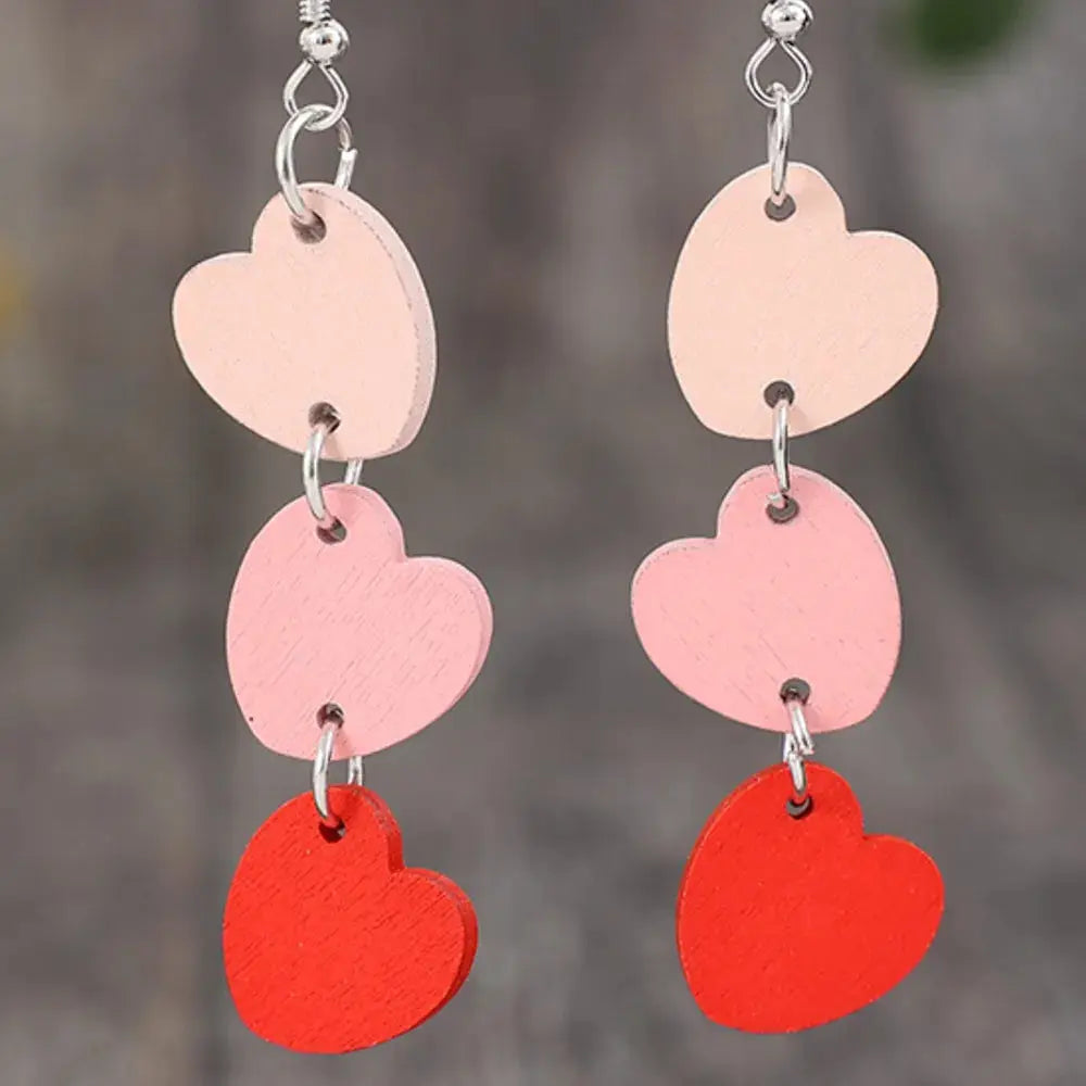 Heart Wood Dangle Earrings by Trendsi