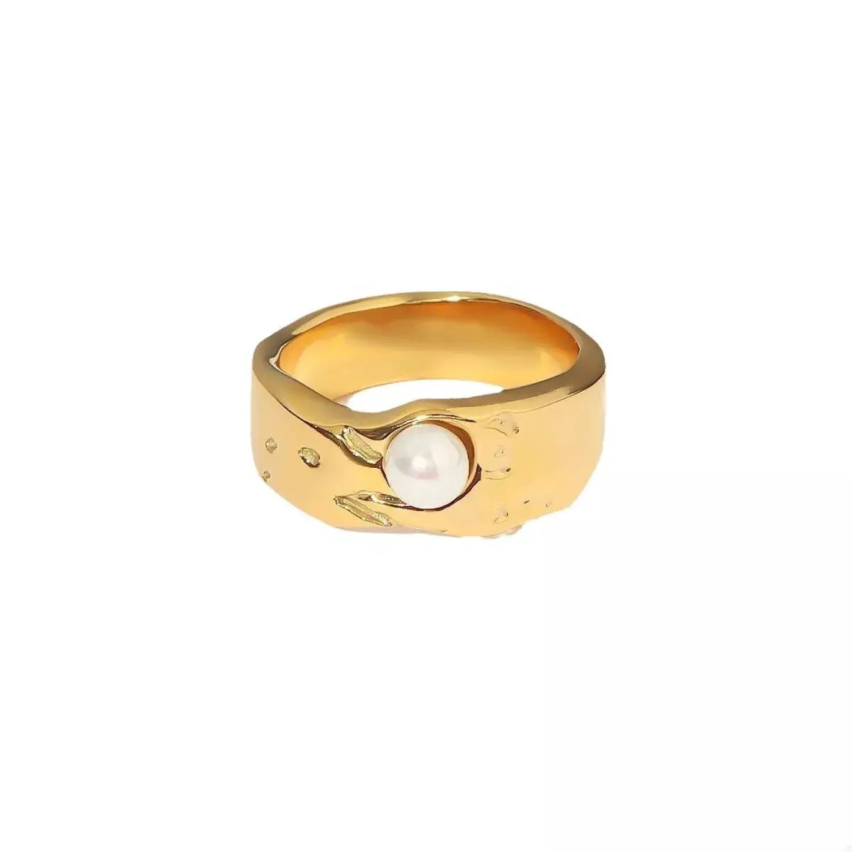 18K Gold-Plated Pearl Ring by Trendsi