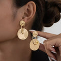 18K Gold-Plated Geometric Circle Drop Earrings by Trendsi
