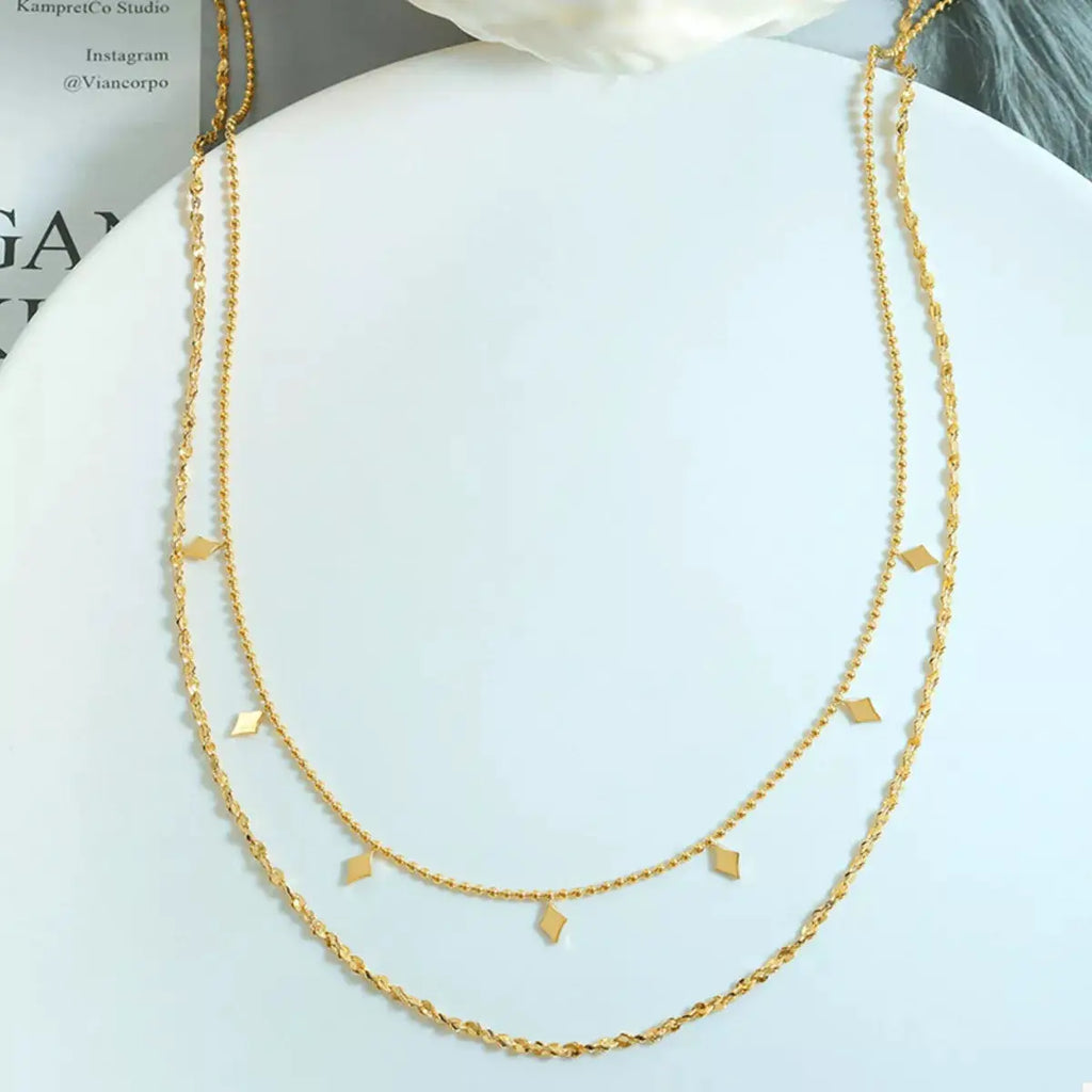 18K Gold-Plated Titanium Steel Layered Necklace by Trendsi