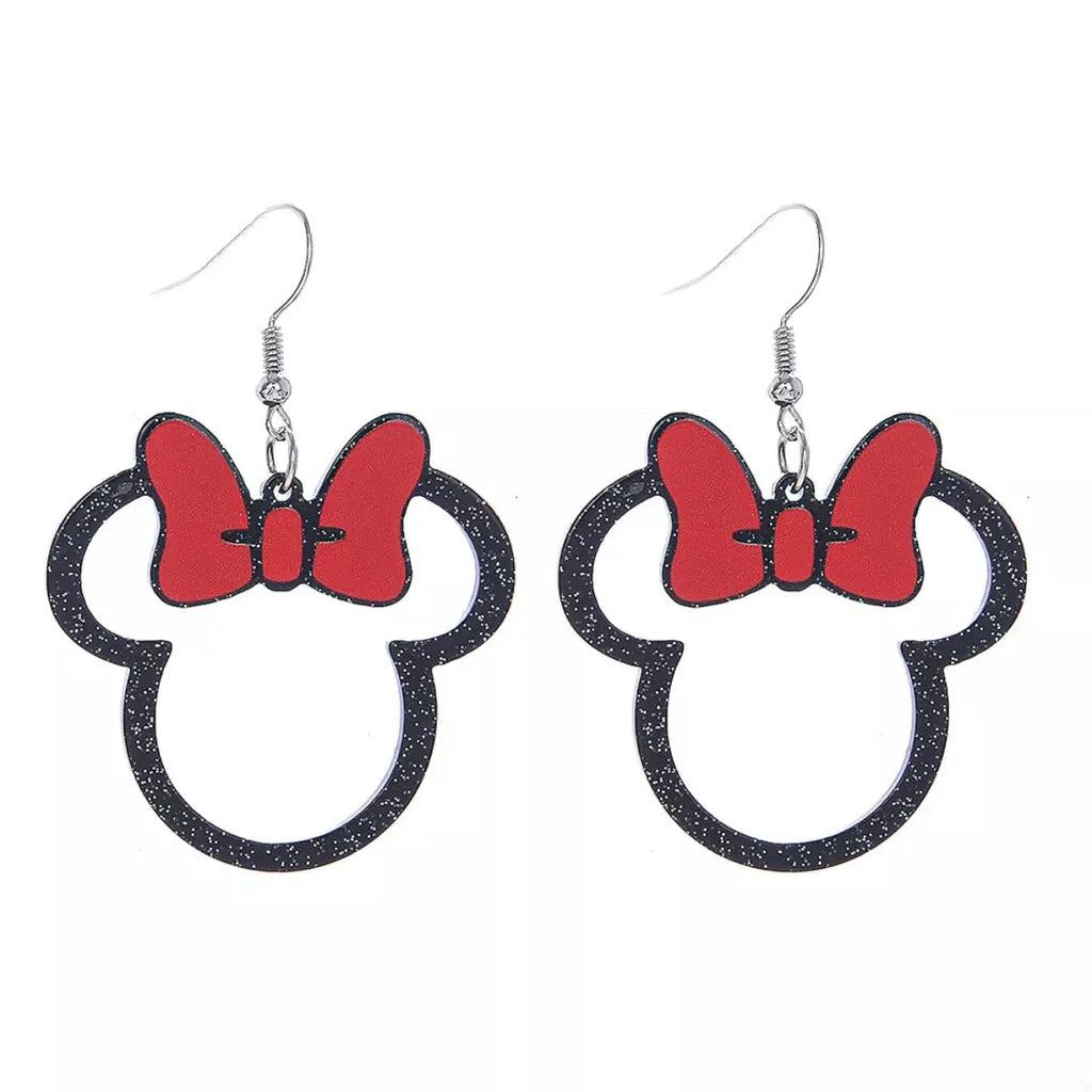 Mickey Mouse Bow Drop Earrings by Trendsi