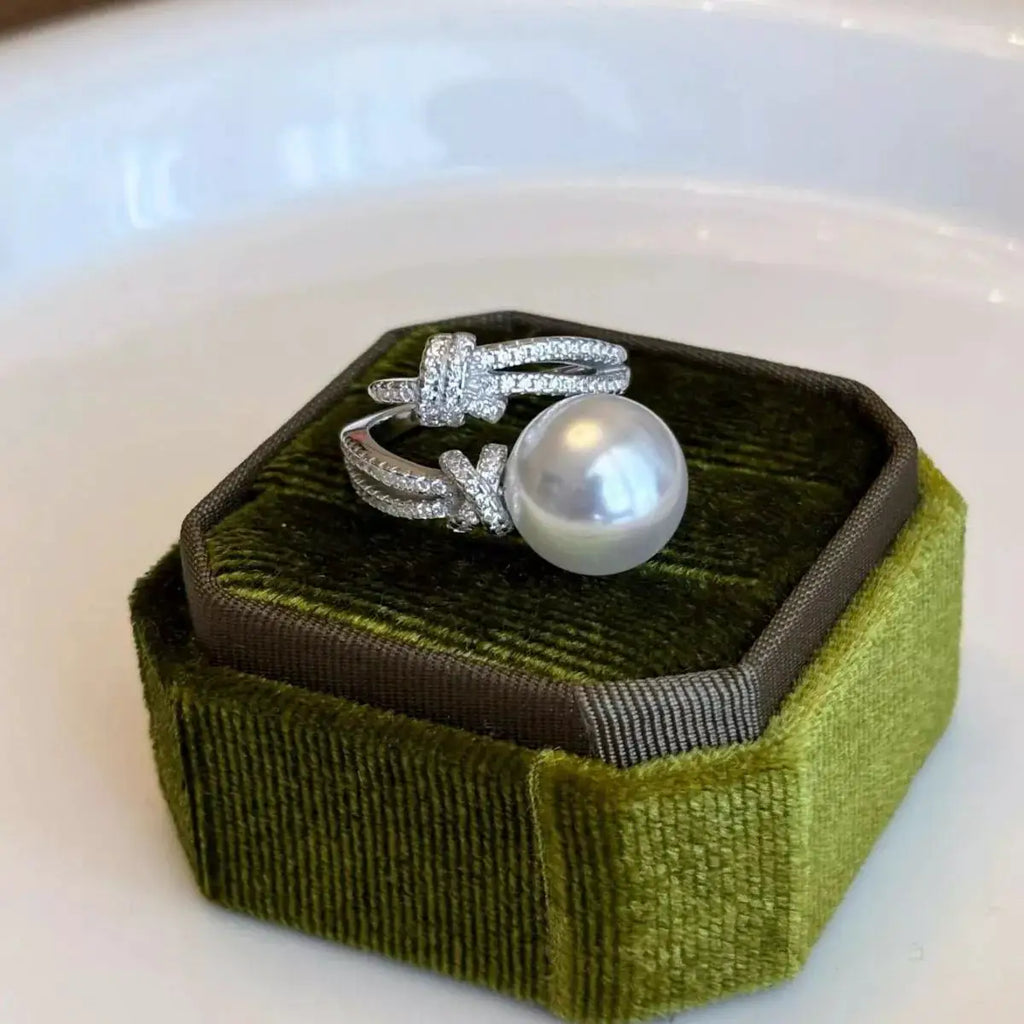 Pearl Zircon Bypass Ring by Trendsi