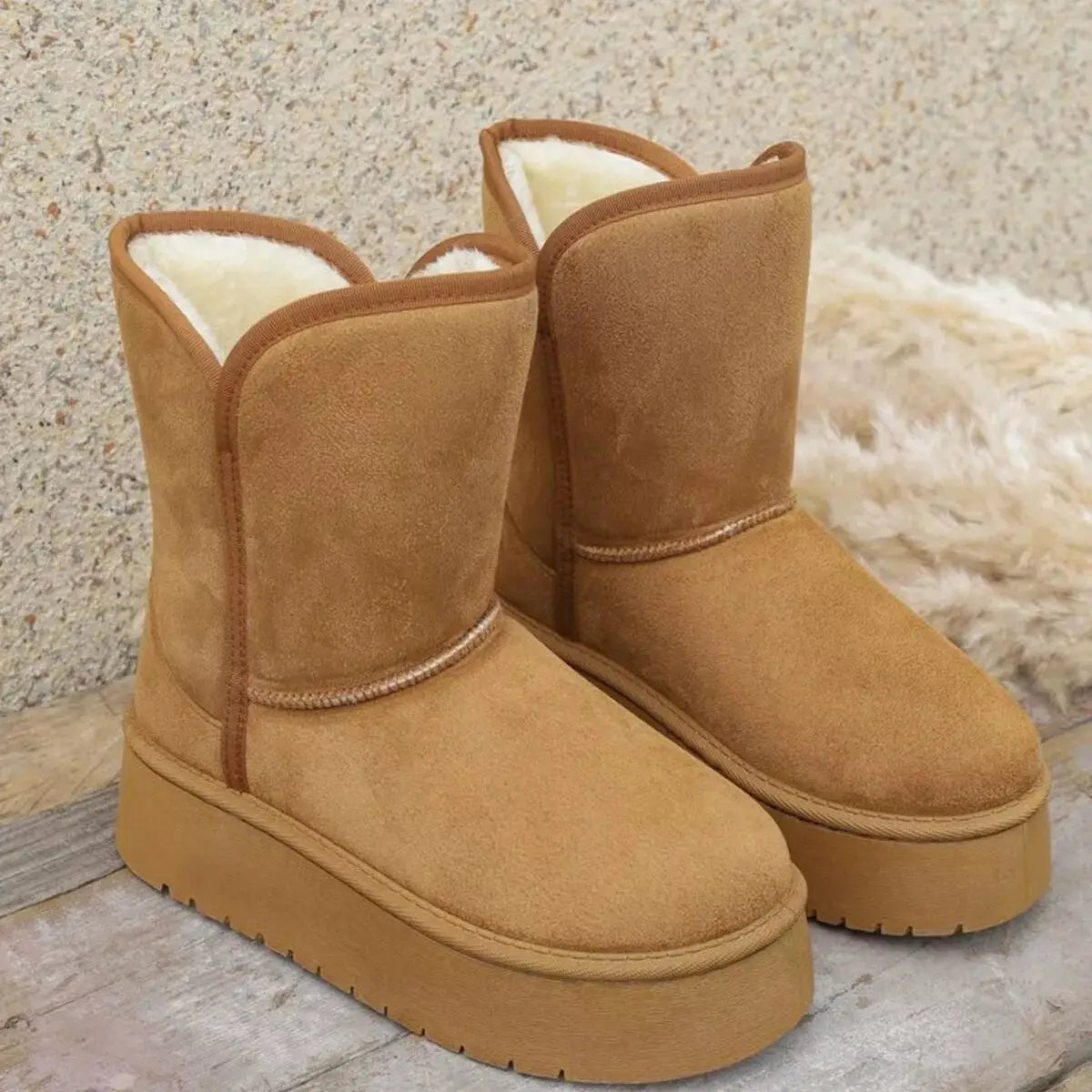 Round Toe Platform Boots by Trendsi