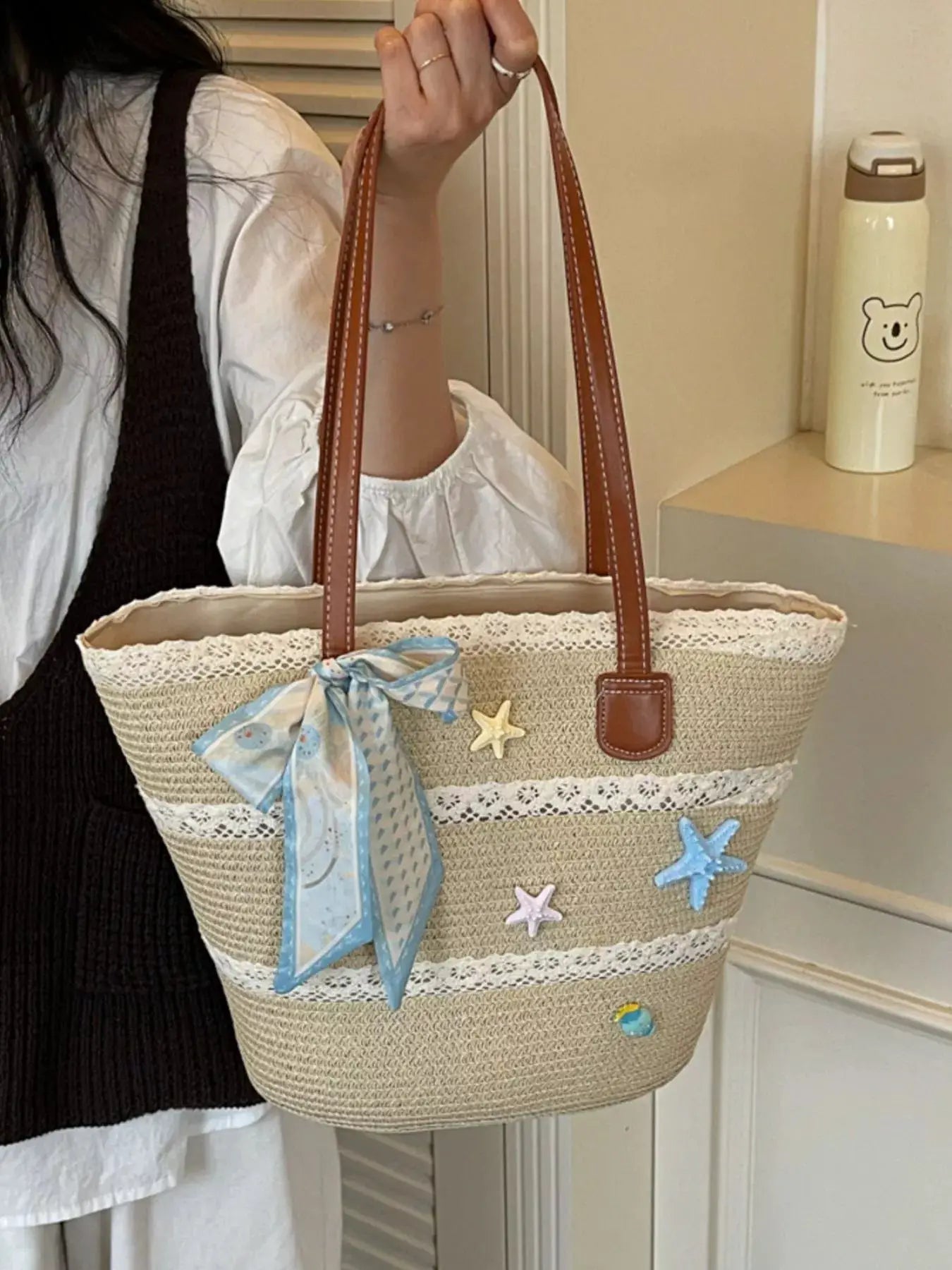Straw Woven Shoulder Bag by Trendsi