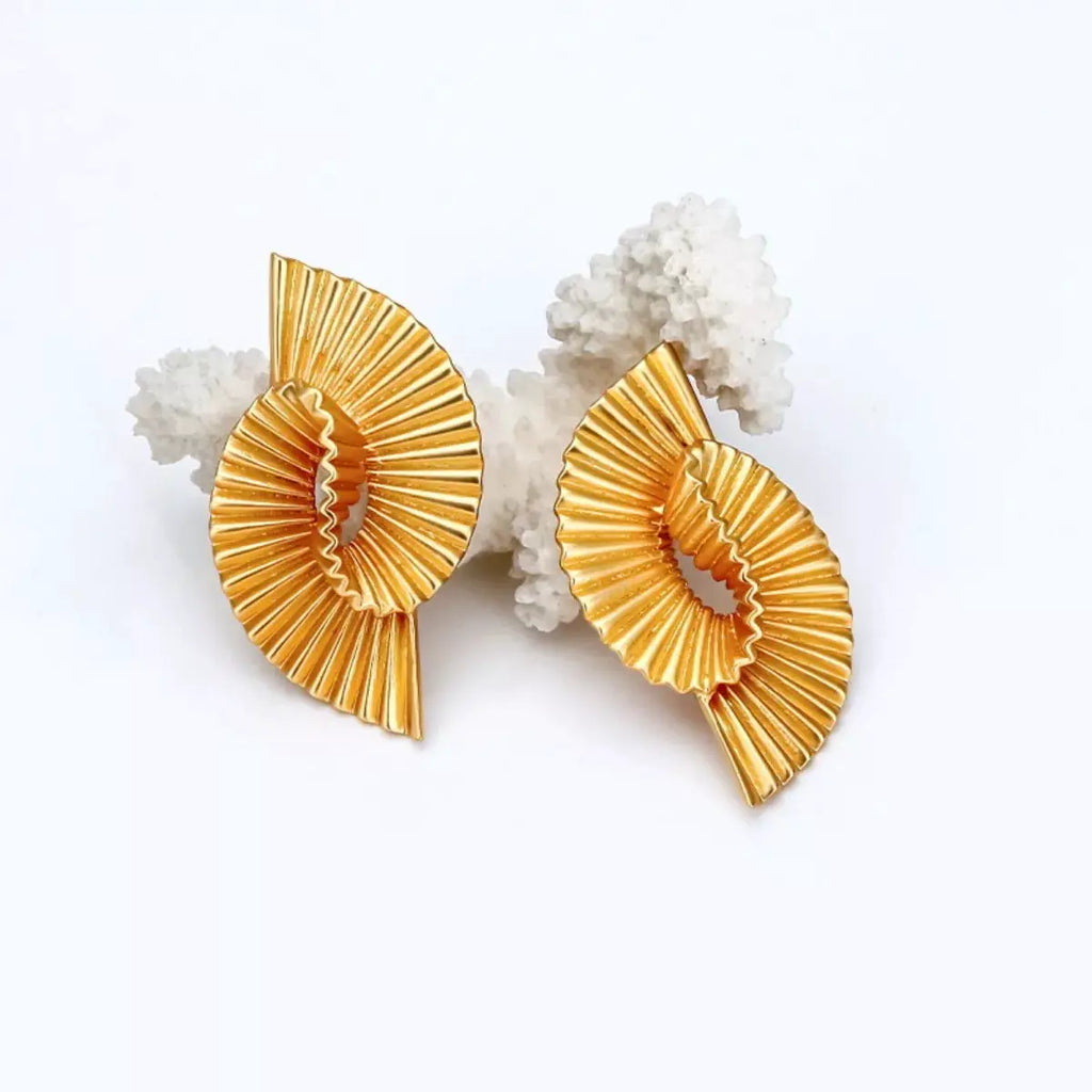 18K Gold-Plated Copper Geometric Spiral Earrings by Trendsi