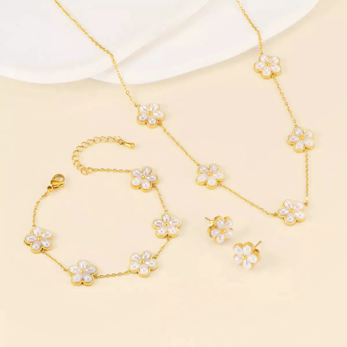 18K Gold-Plated Flower Jewelry Set by Trendsi
