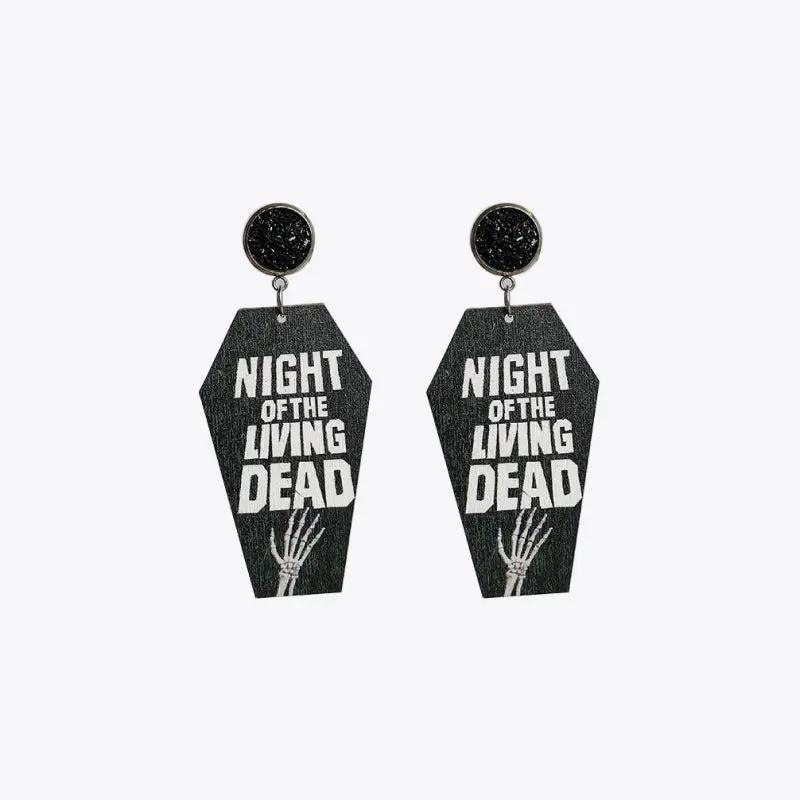Coffin Shape Wooden Dangle Earrings by Trendsi