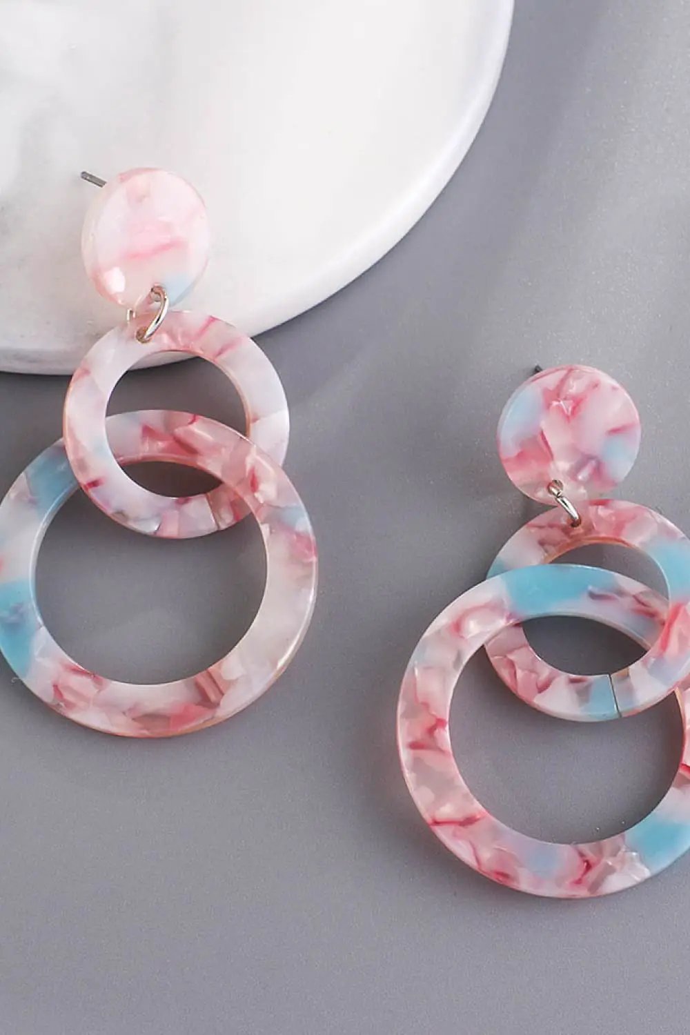 Acrylic Double-Hoop Earrings by Trendsi
