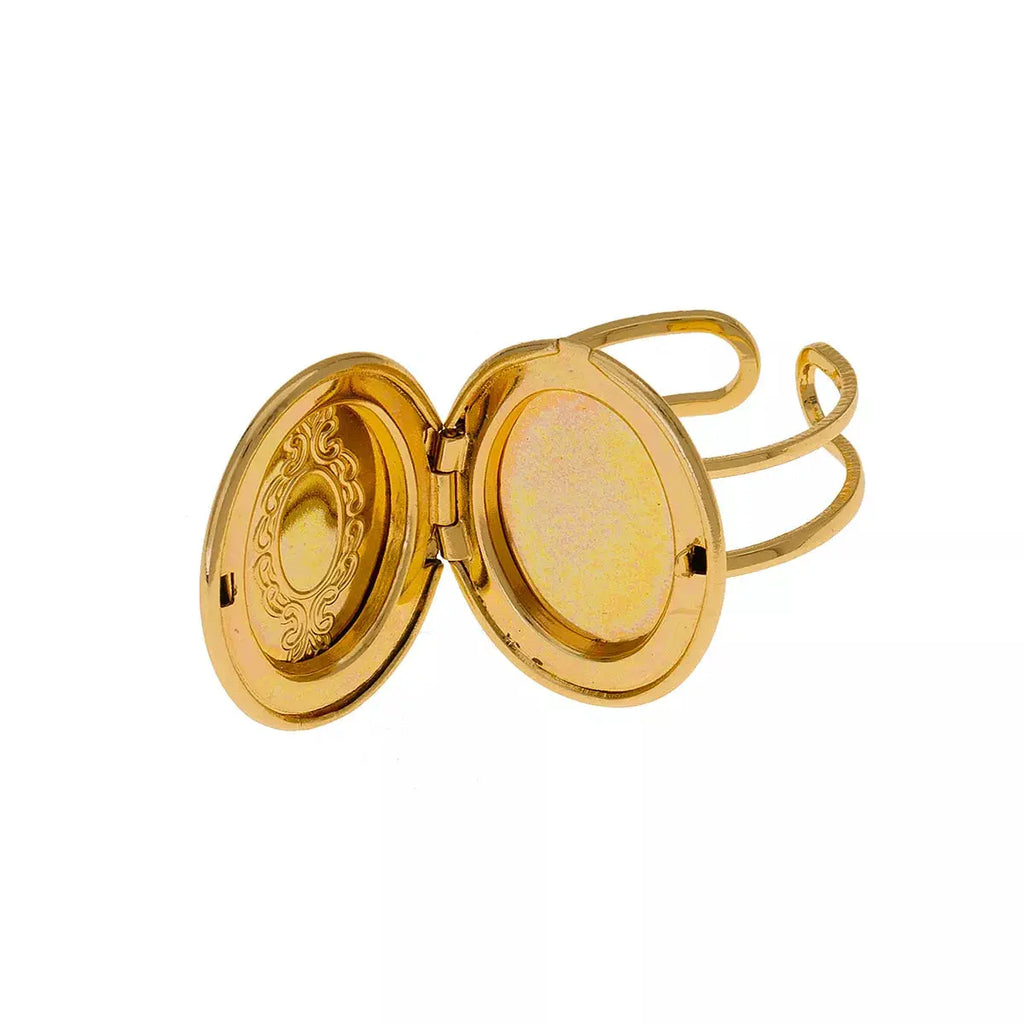18K Gold-Plated Open Engraved Ring by Trendsi