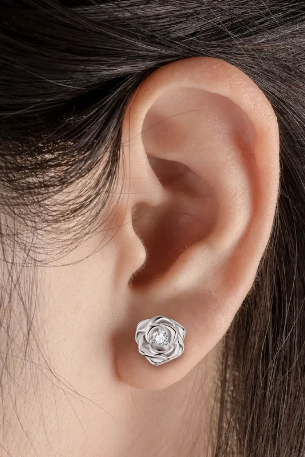 Adored Moissanite Flower 925 Sterling Silver Earrings by Trendsi
