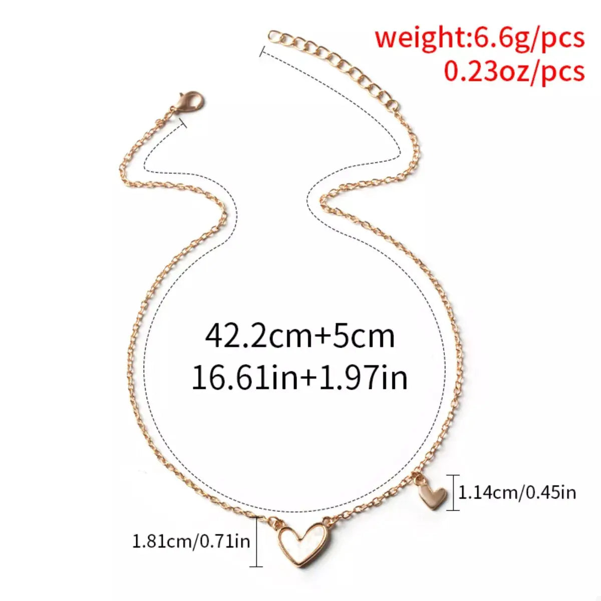 Alloy Heart Pendant Necklace by Trendsi