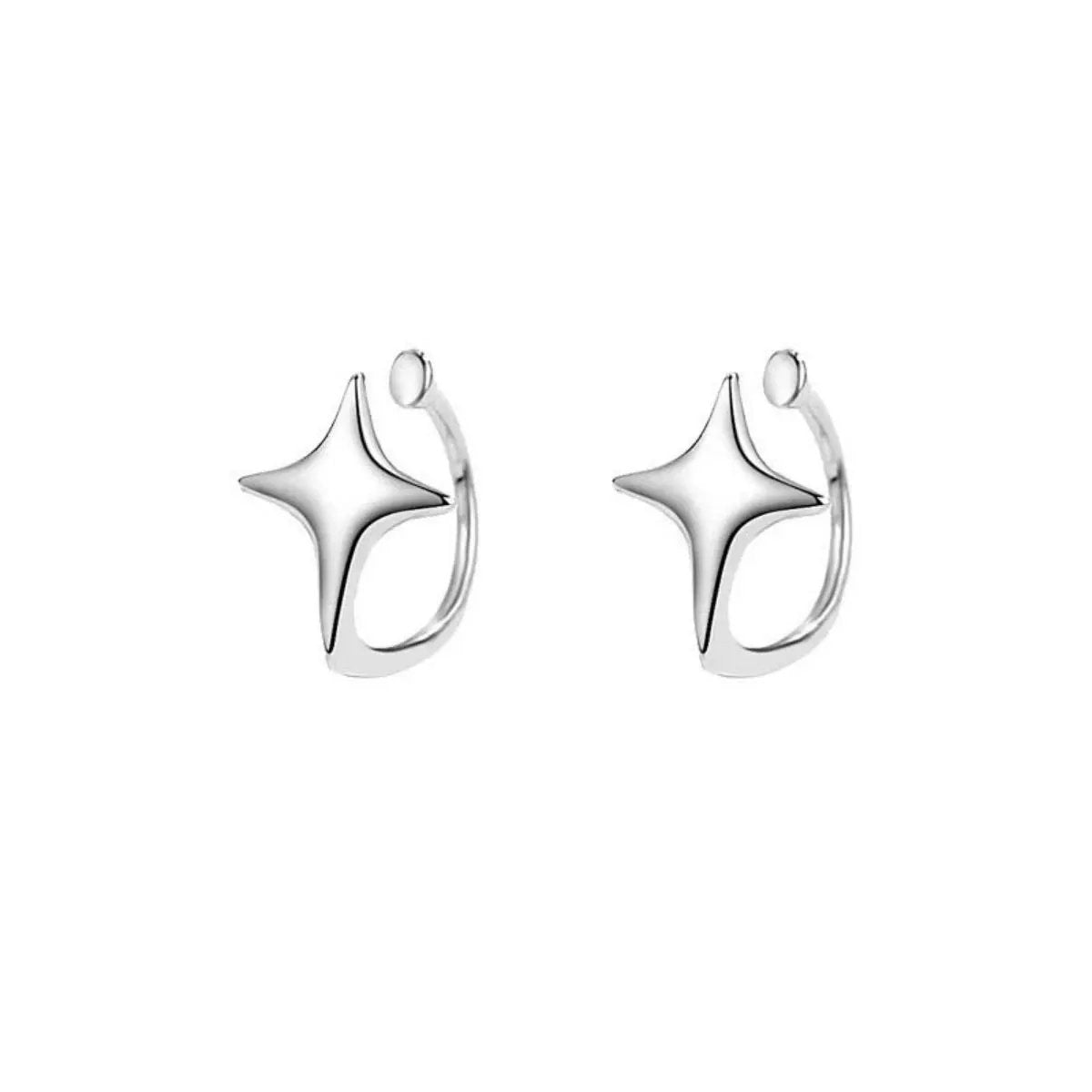 925 Sterling Silver Star Cuff Earrings by Trendsi