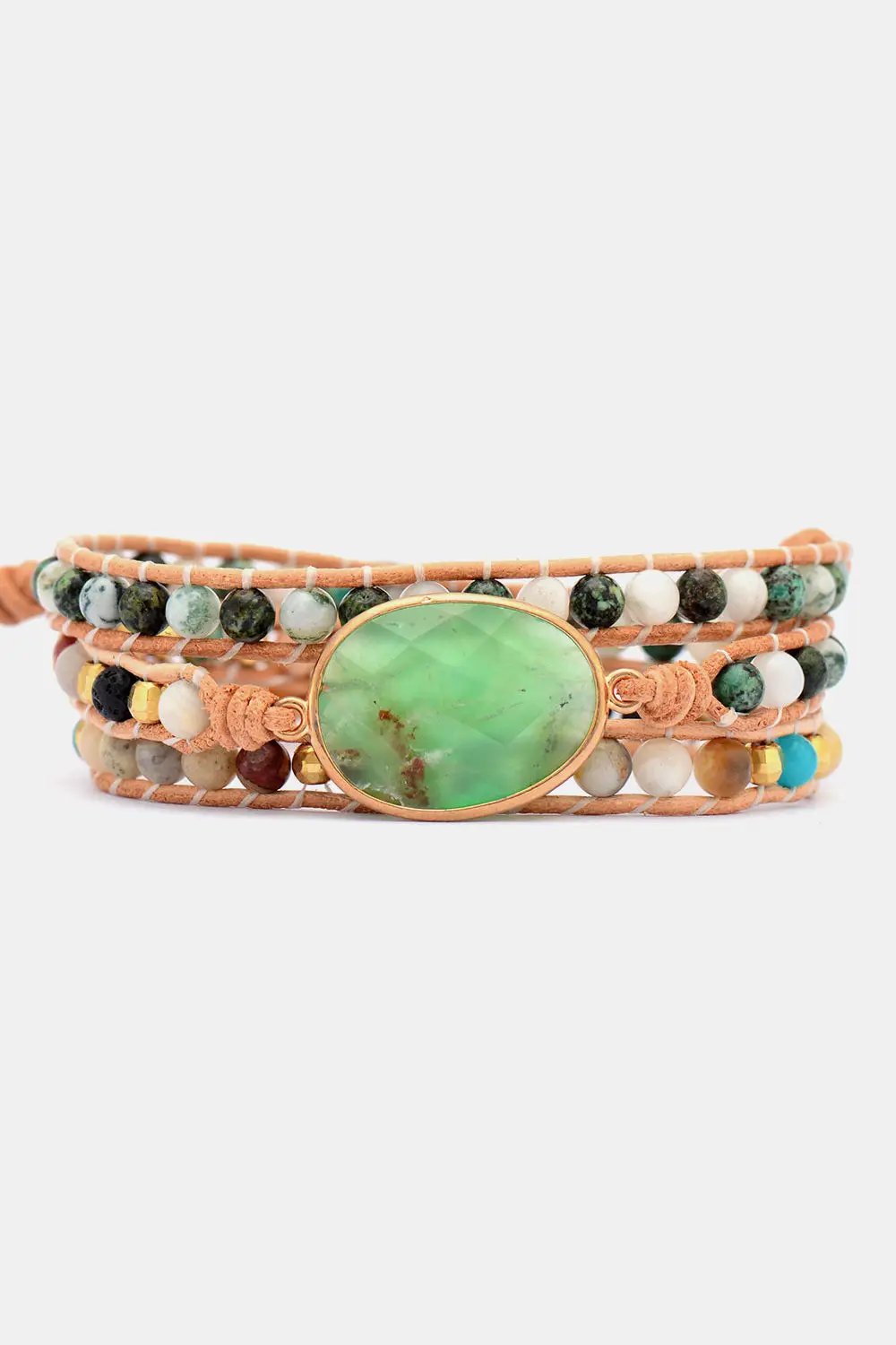 Natural Stone & Agate Layered Bracelet by Trendsi