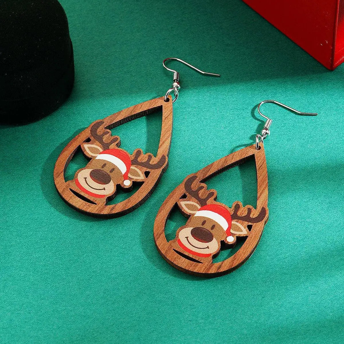 Christmas Reindeer Teardrop Dangle Earrings by Trendsi
