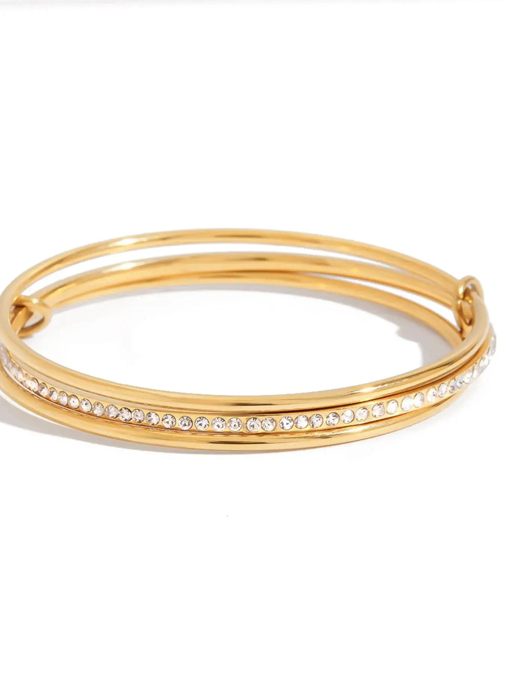 18K Gold-Plated Crossover Inlaid Zircon Bracelet by Trendsi