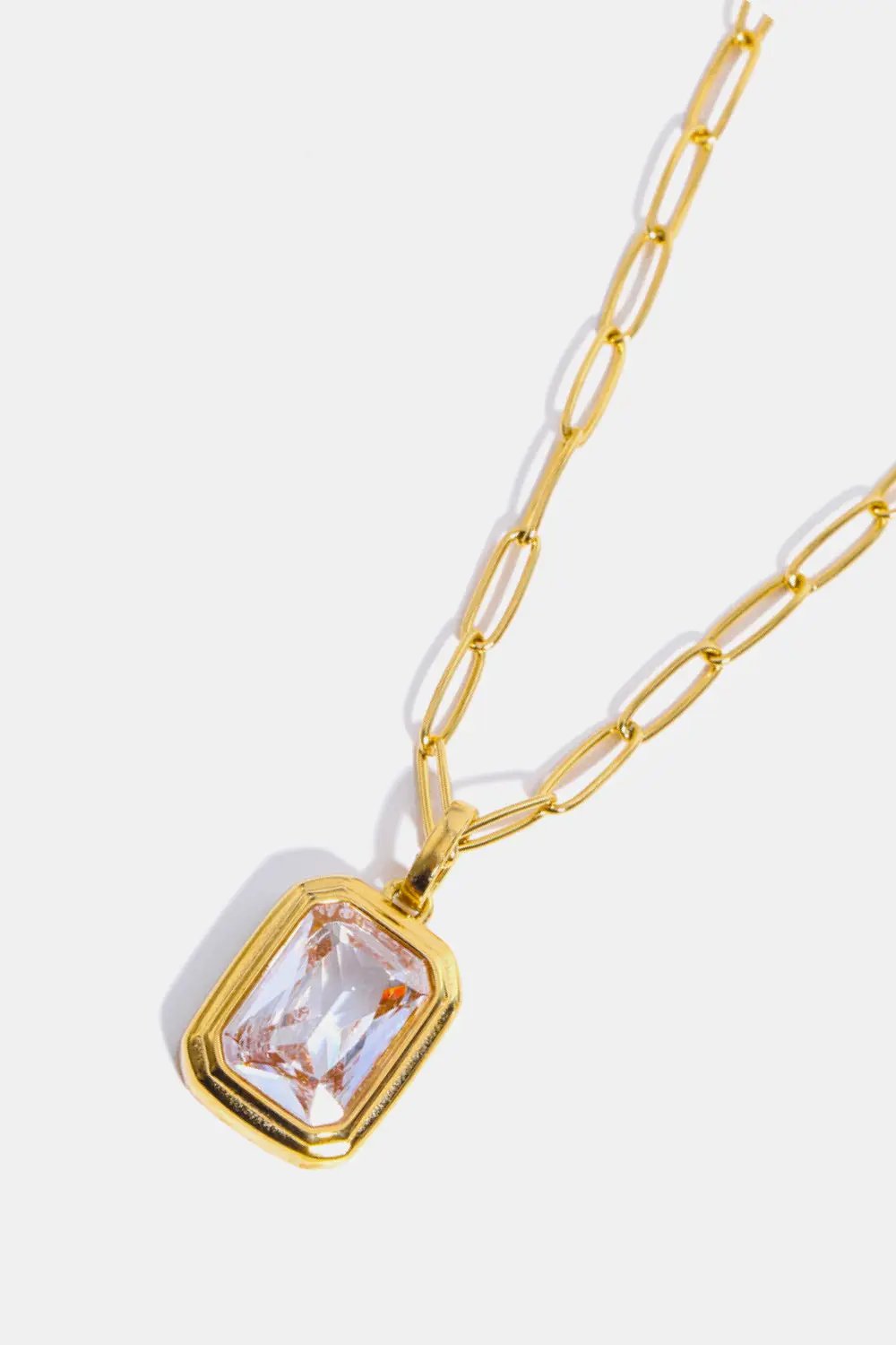 Zircon 18K Gold-Plated Geometrical Shape Pendant Necklace by Trendsi