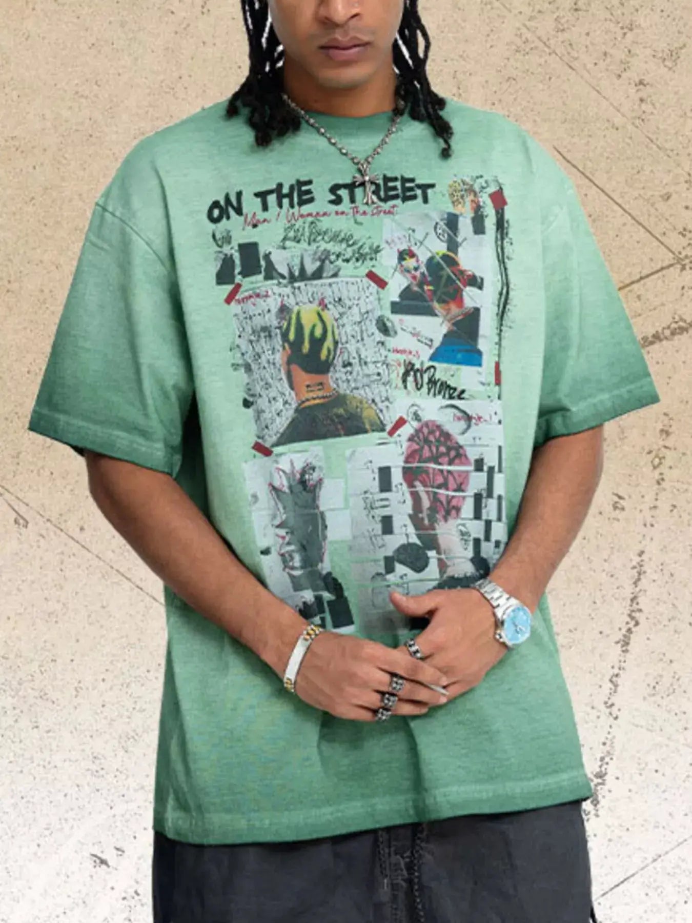 Men's Graphic Round Neck Streetwear T-Shirt by Trendsi