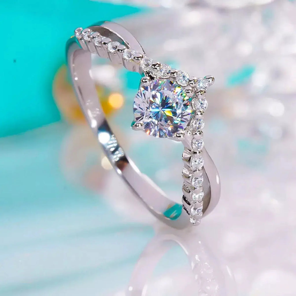 Moissanite 925 Sterling Silver Ring by Trendsi