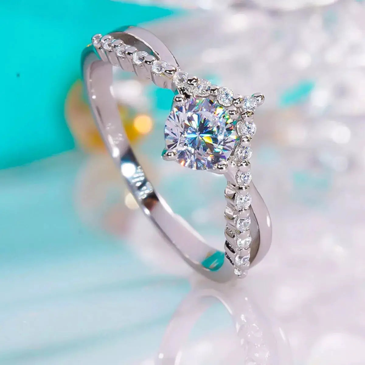 Moissanite 925 Sterling Silver Ring by Trendsi