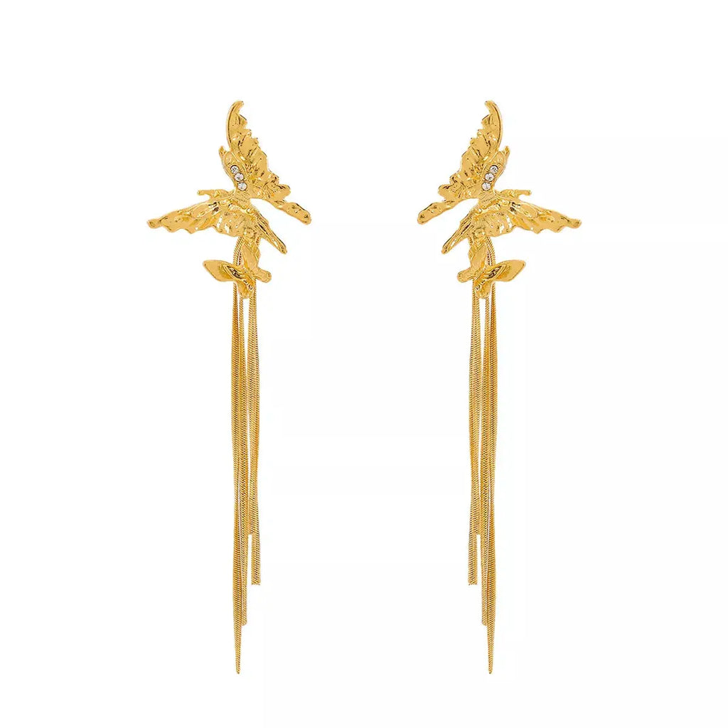 Butterfly Fringe Dangle Earrings by Trendsi