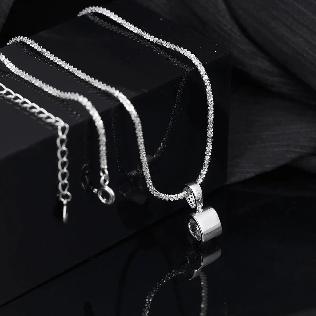 925 Sterling Silver Zircon Pendant Necklace by Trendsi