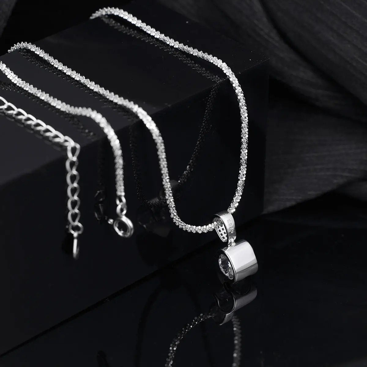 925 Sterling Silver Zircon Pendant Necklace by Trendsi