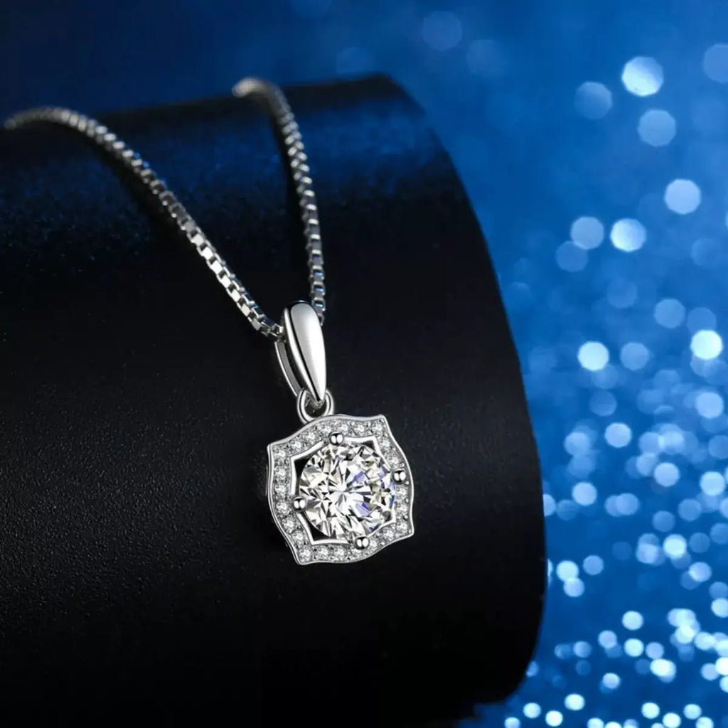 1 Carat Moissanite 925 Sterling Silver Necklace by Trendsi