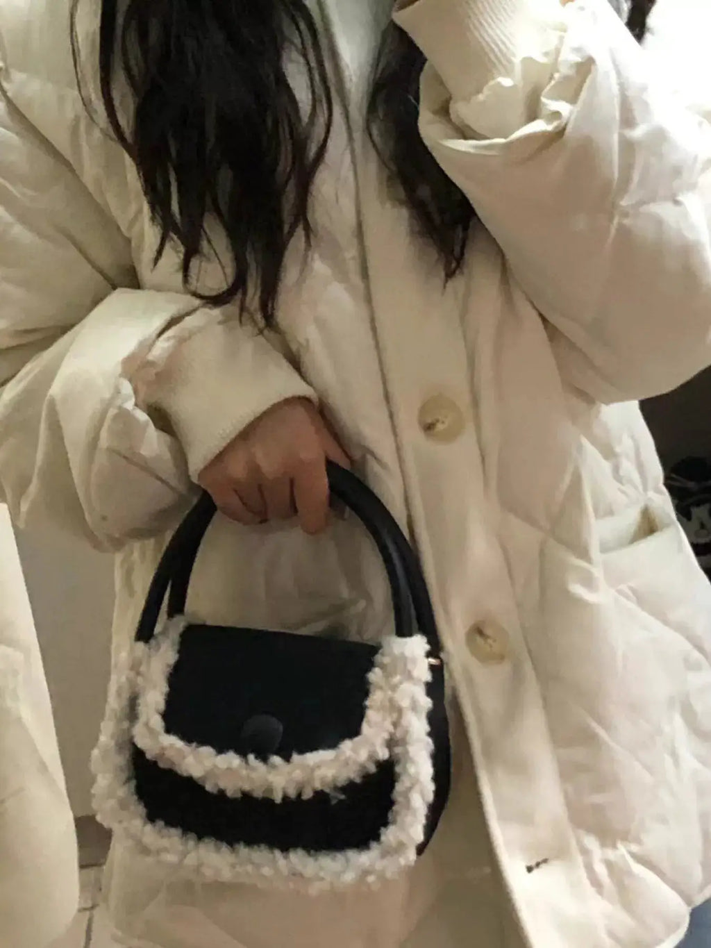 Fluffy Trim Mini Crossbody Bag by Trendsi