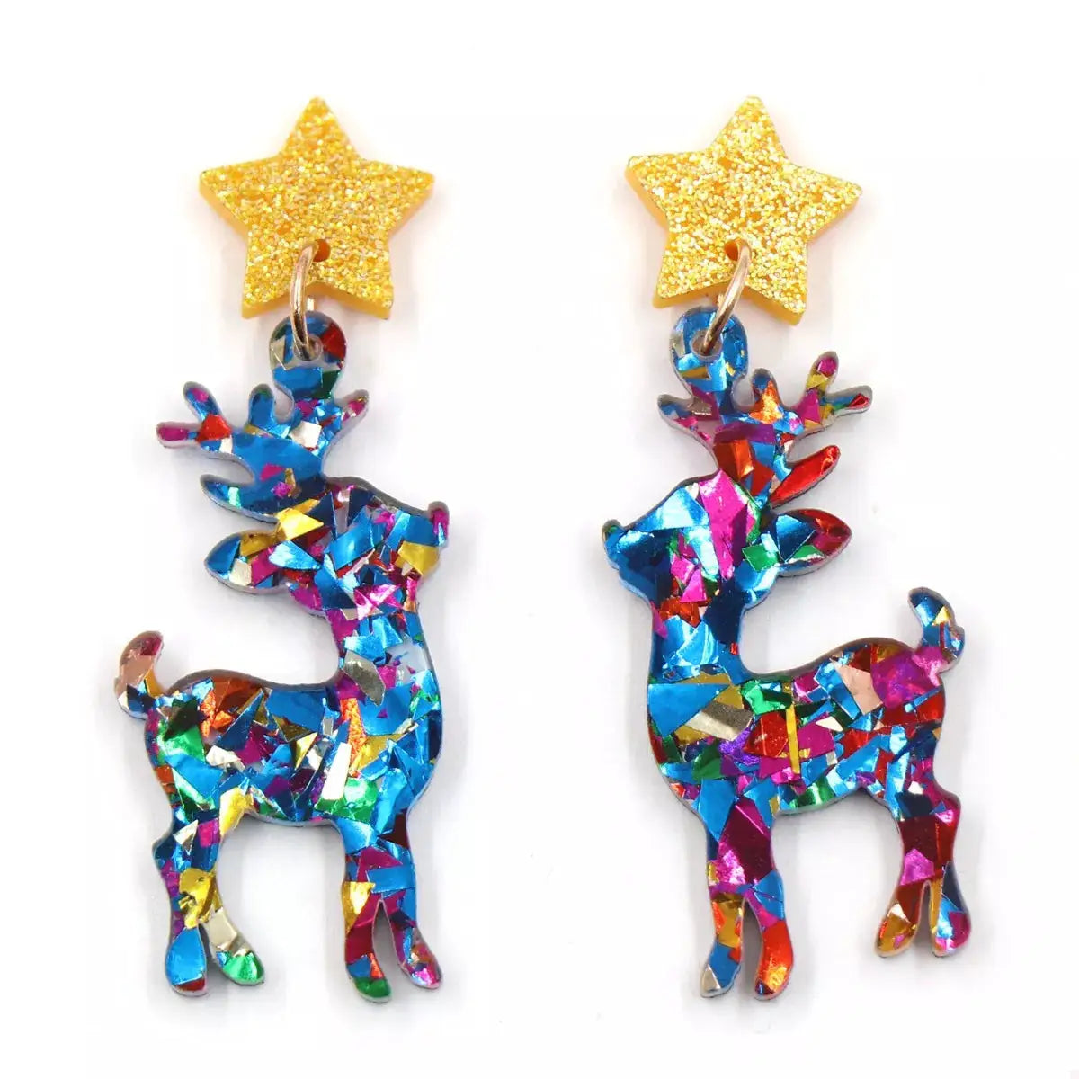 Acrylic Christmas Reindeer Dangle Earrings by Trendsi