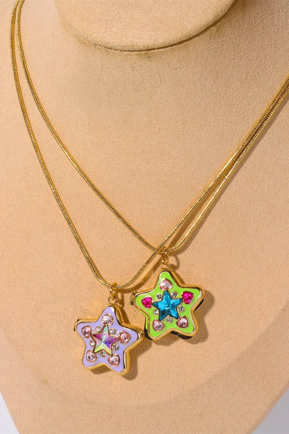 Rhinestone Decor Star Box Pendant Necklace by Trendsi