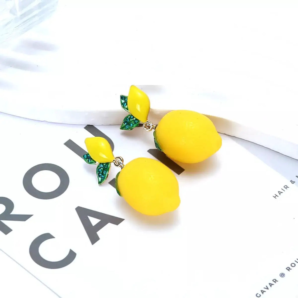 Lemon Fruit Drop Earrings by Trendsi