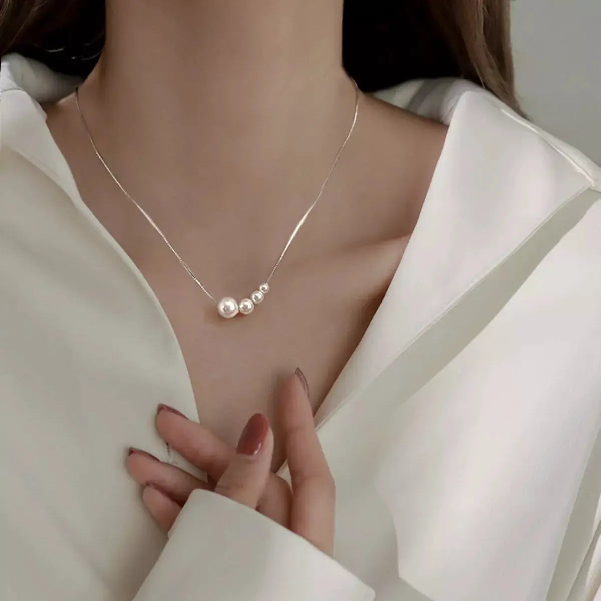 Pearl 925 Sterling Silver Necklace by Trendsi