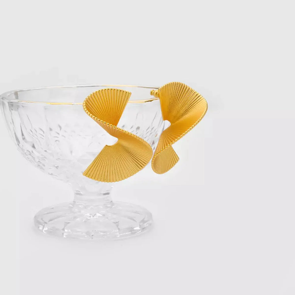 18K Gold-Plated Copper Fan-Shaped Earrings by Trendsi
