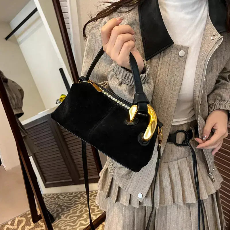 Suede Crossbody Bag with Gold Hardware by Trendsi