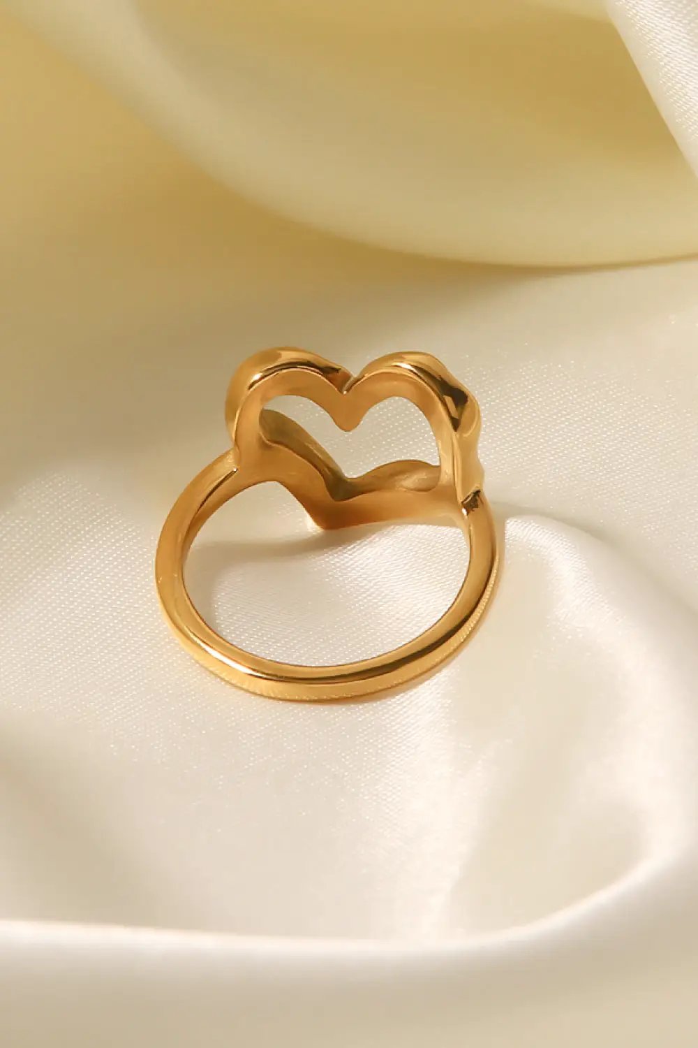 18K Gold Plated Heart-Shaped Ring by Trendsi