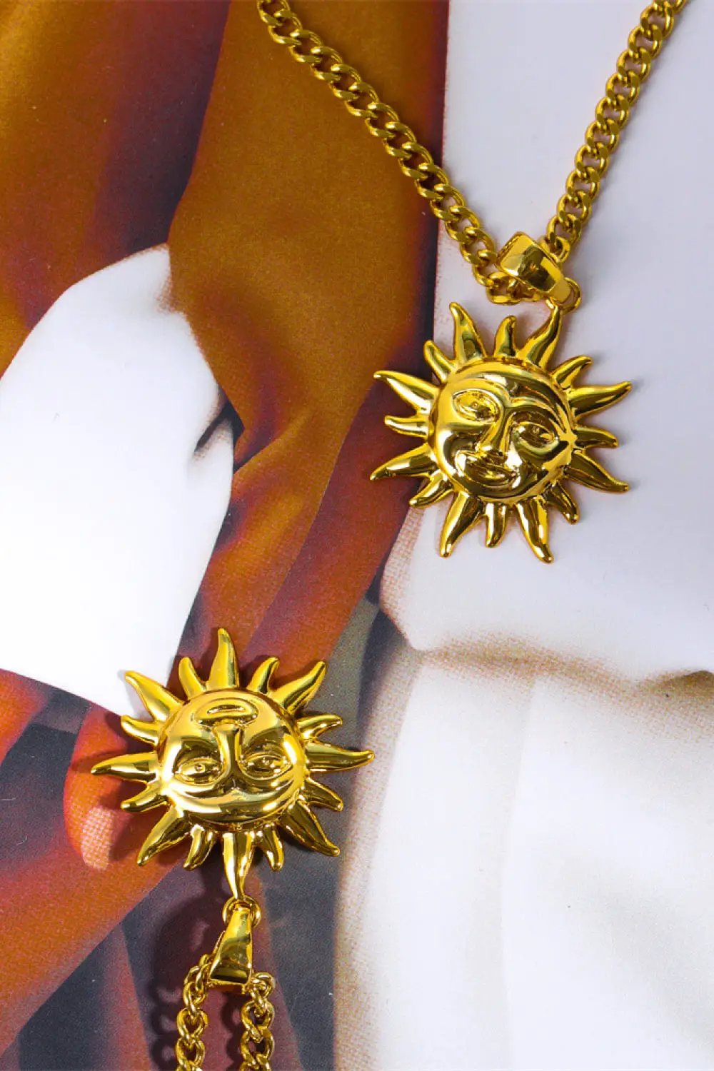 Sun Pendant Copper Necklace by Trendsi