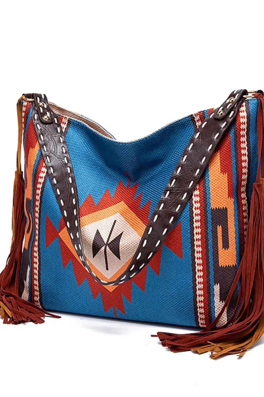 Geometric Canvas Tote Bag by Trendsi