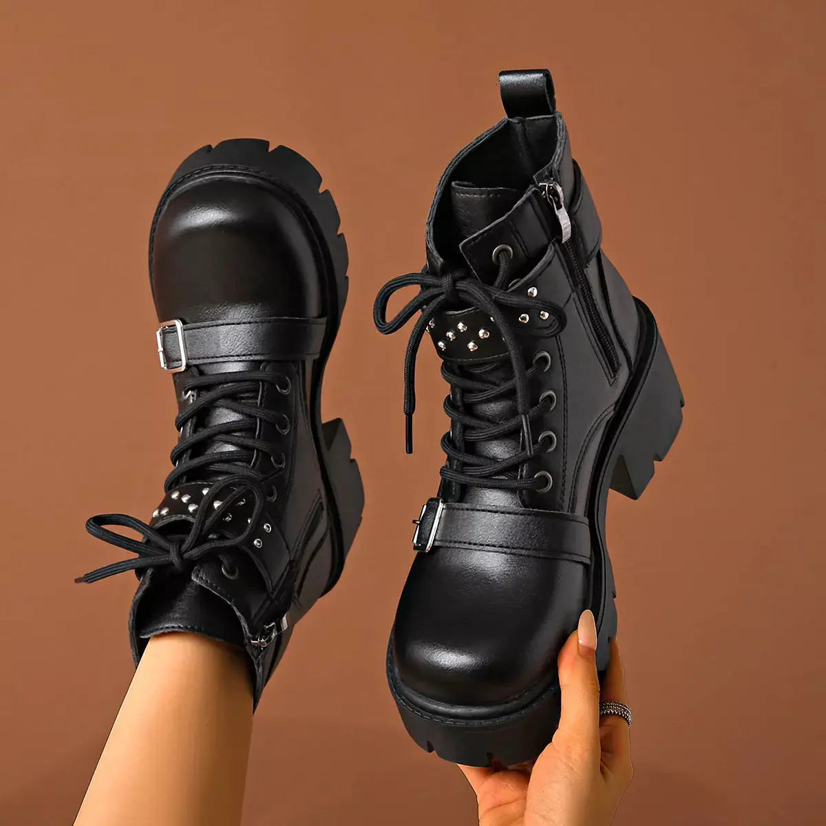 Round Toe Block Heels Boots by Trendsi