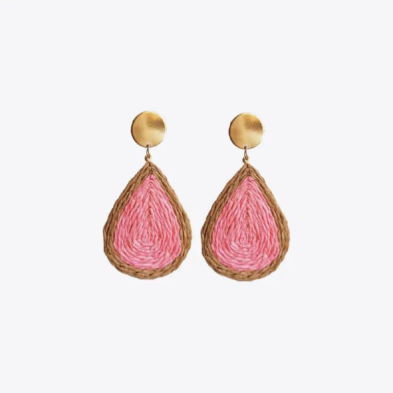 Raffia Grass Teardrop Earrings by Trendsi