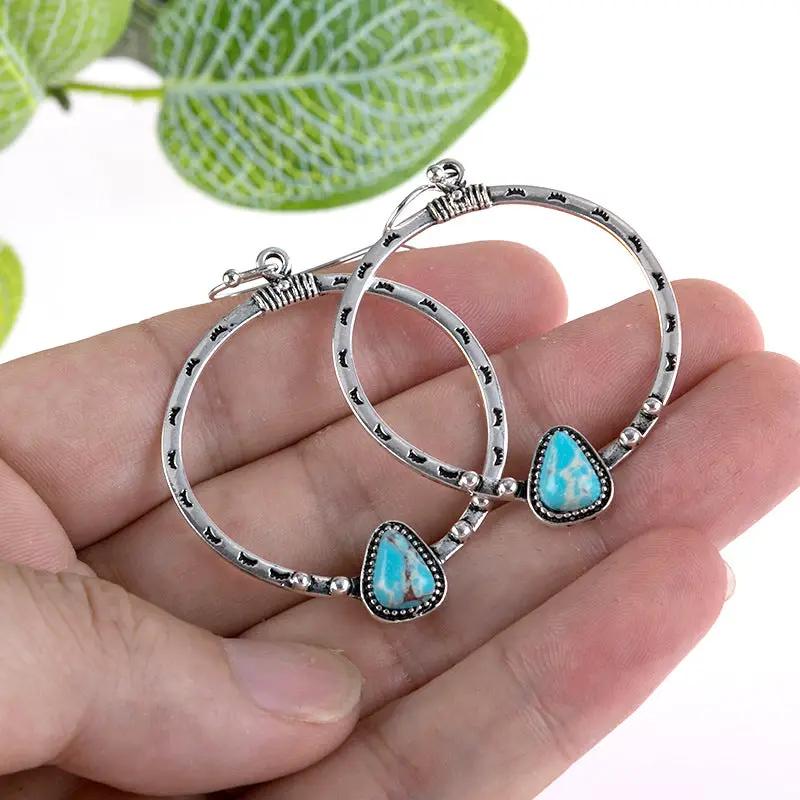 Artificial Turquoise Drop Earrings by Trendsi