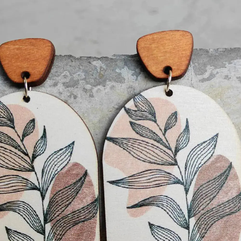 Geometrical Shape Wooden Drop Earrings by Trendsi