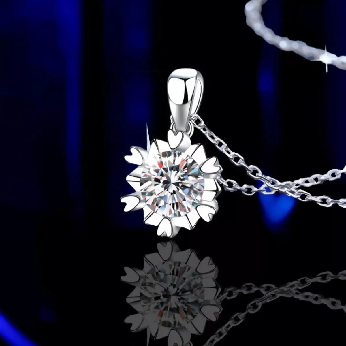 1 Carat Moissanite 925 Sterling Silver Flower Necklace by Trendsi
