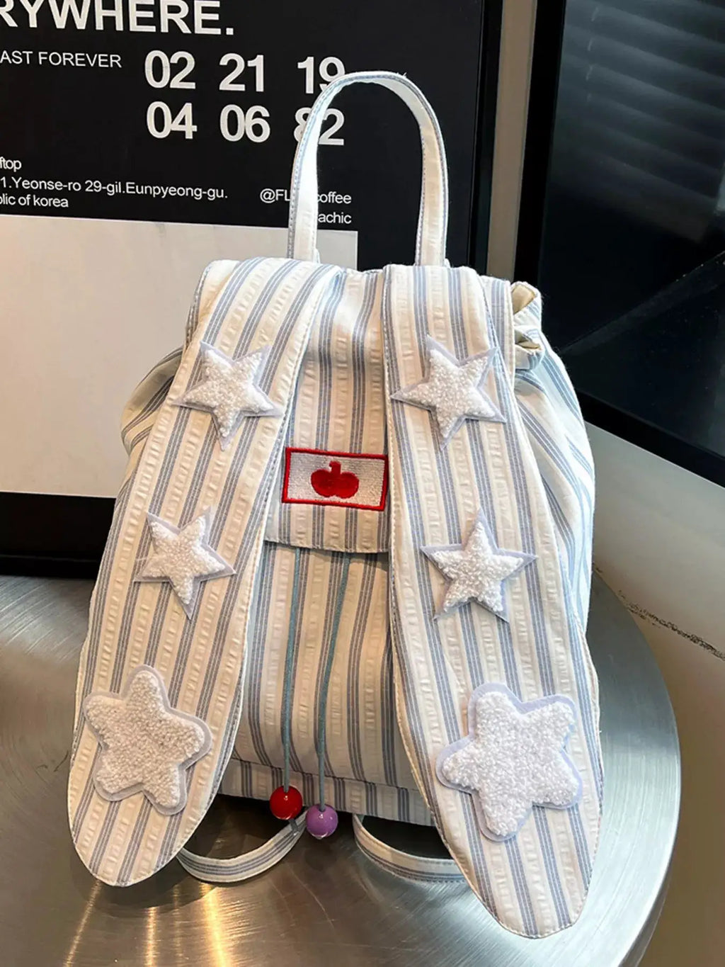 Striped Star Bunny Ear Backpack Bag by Trendsi