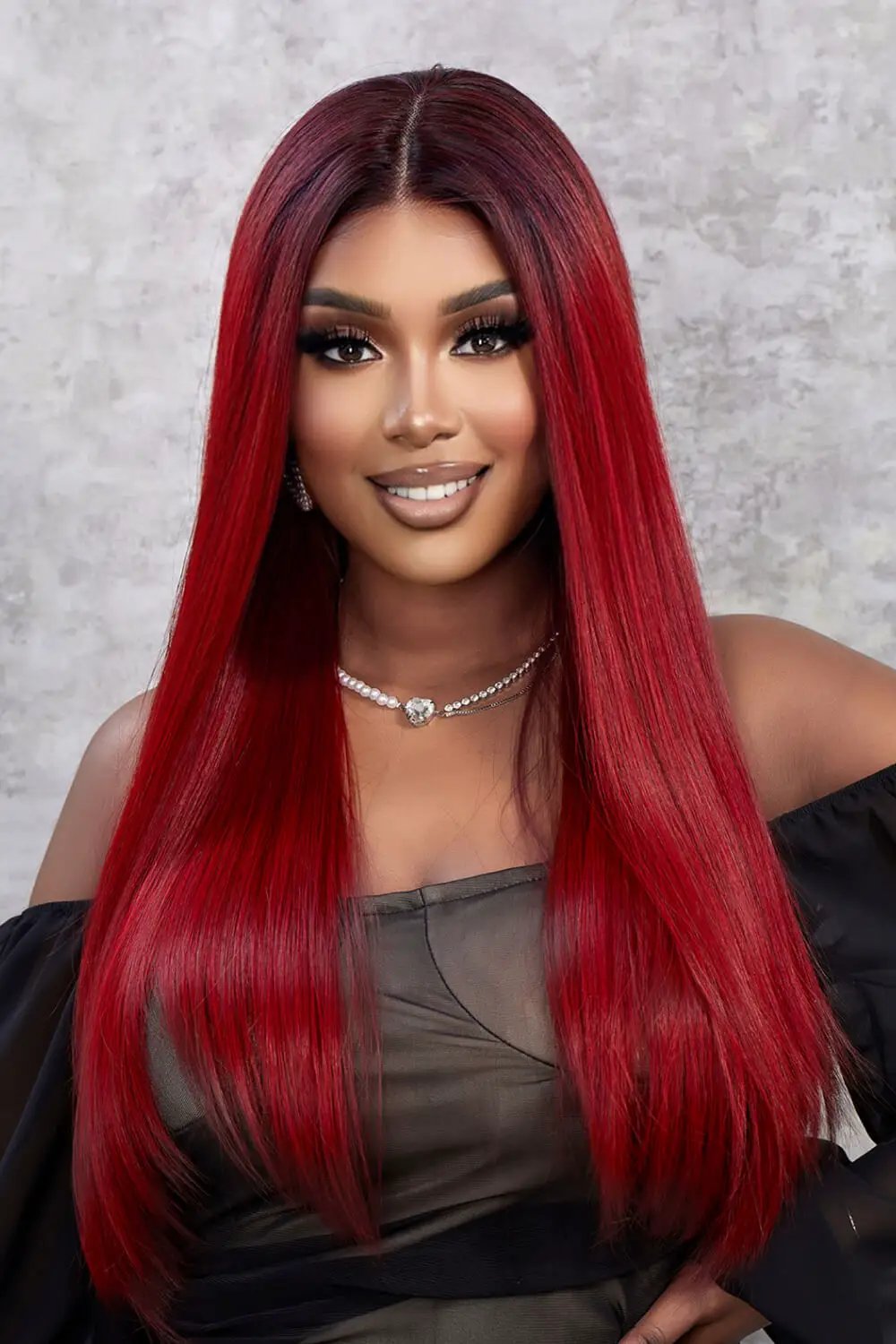 13*2" Lace Front Wigs Synthetic Straight 26" 150% Density by Trendsi