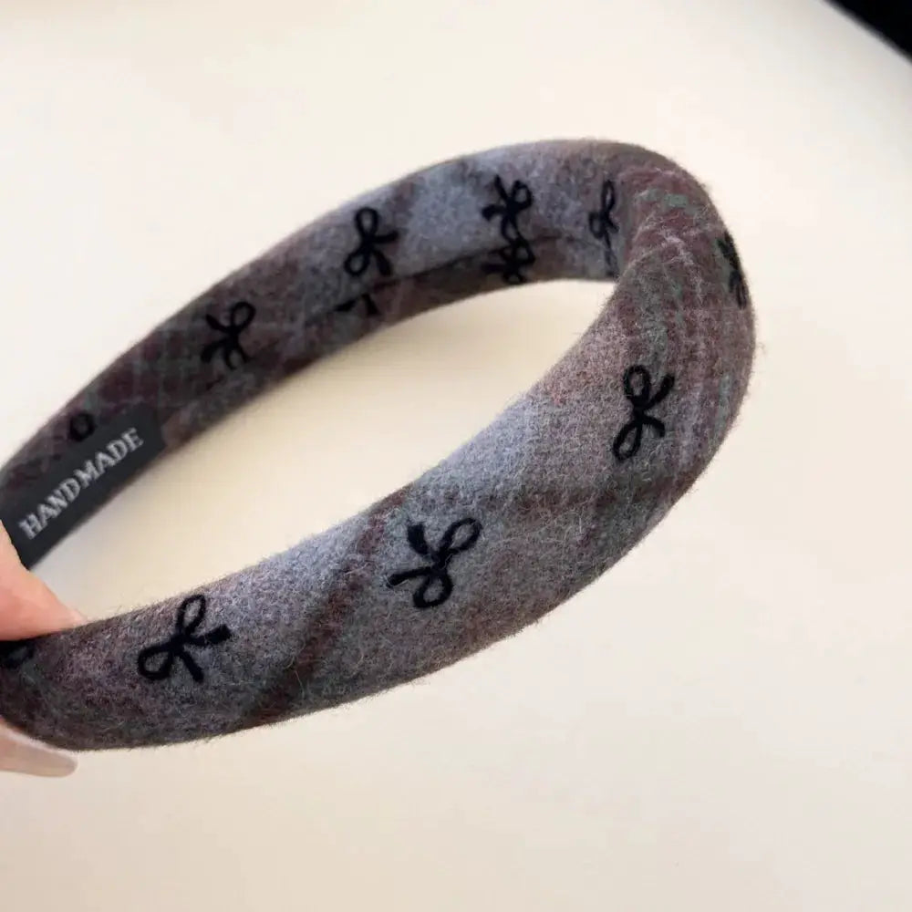 Bow Plaid Polyester Hair Headband by Trendsi