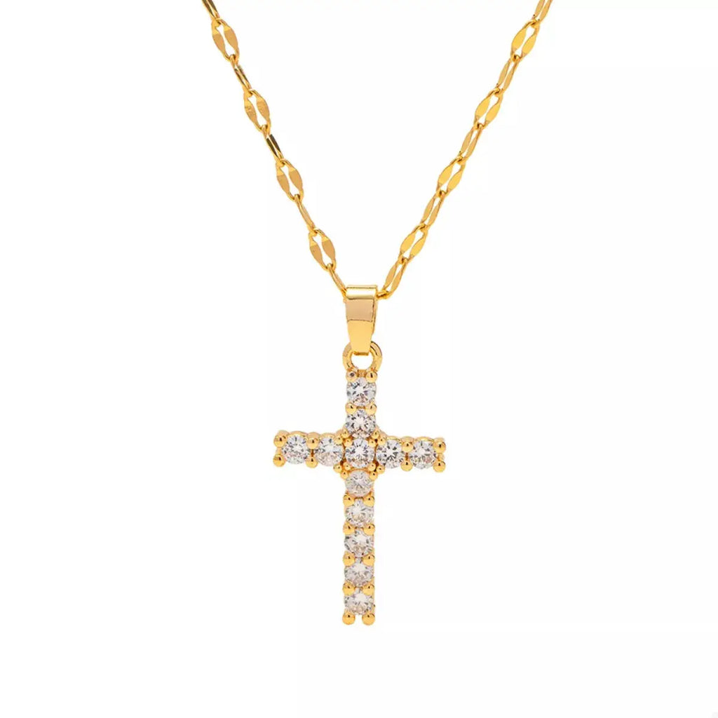18K Gold-Plated Cross Pendant Necklace by Trendsi