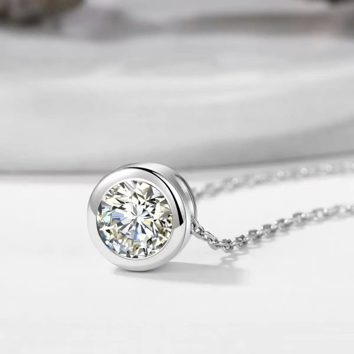 1 Carat Moissanite 925 Sterling Silver Pendant Necklace by Trendsi