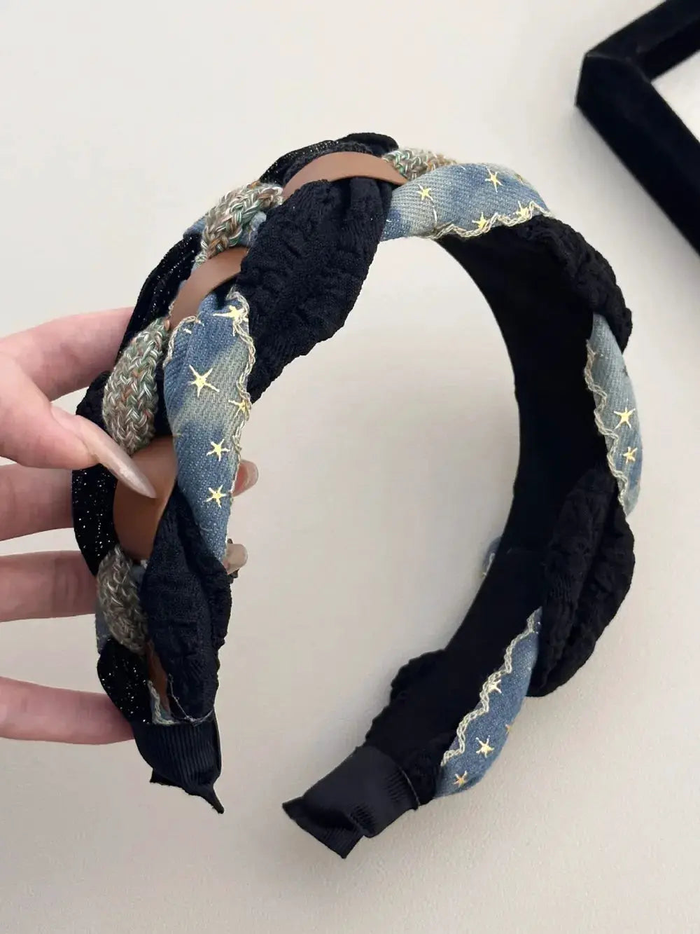 Denim Braided Wide Headband by Trendsi